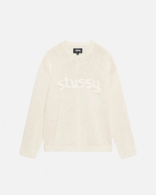 EMBROIDERED V-NECK LOGO SWEATER
