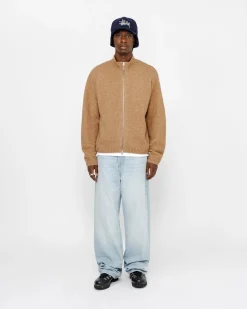 GEBÜRSTETER MERINO-SWEATER MIT DURCHGEHENDEM REISSVERSCHLUSS