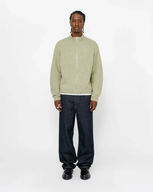 GEBÜRSTETER MERINO-SWEATER MIT DURCHGEHENDEM REISSVERSCHLUSS
