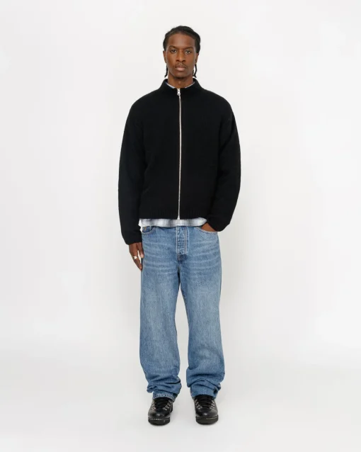 GEBÜRSTETER MERINO-SWEATER MIT DURCHGEHENDEM ZIP