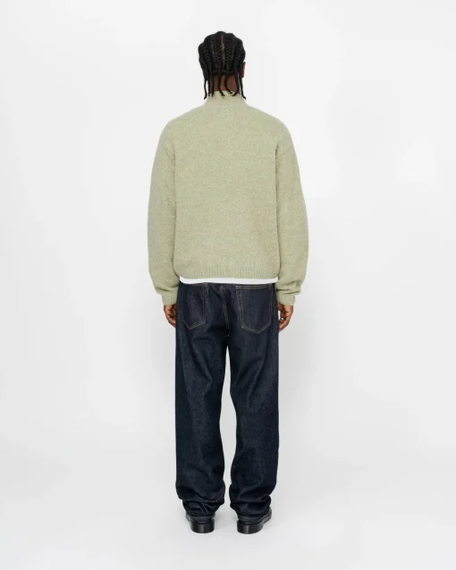 GEBÜRSTETER MERINO-SWEATER MIT DURCHGEHENDEM REISSVERSCHLUSS