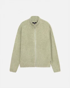 GEBÜRSTETER MERINO-SWEATER MIT DURCHGEHENDEM REISSVERSCHLUSS