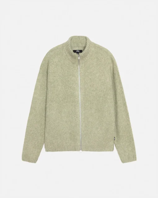 GEBÜRSTETER MERINO-SWEATER MIT DURCHGEHENDEM REISSVERSCHLUSS