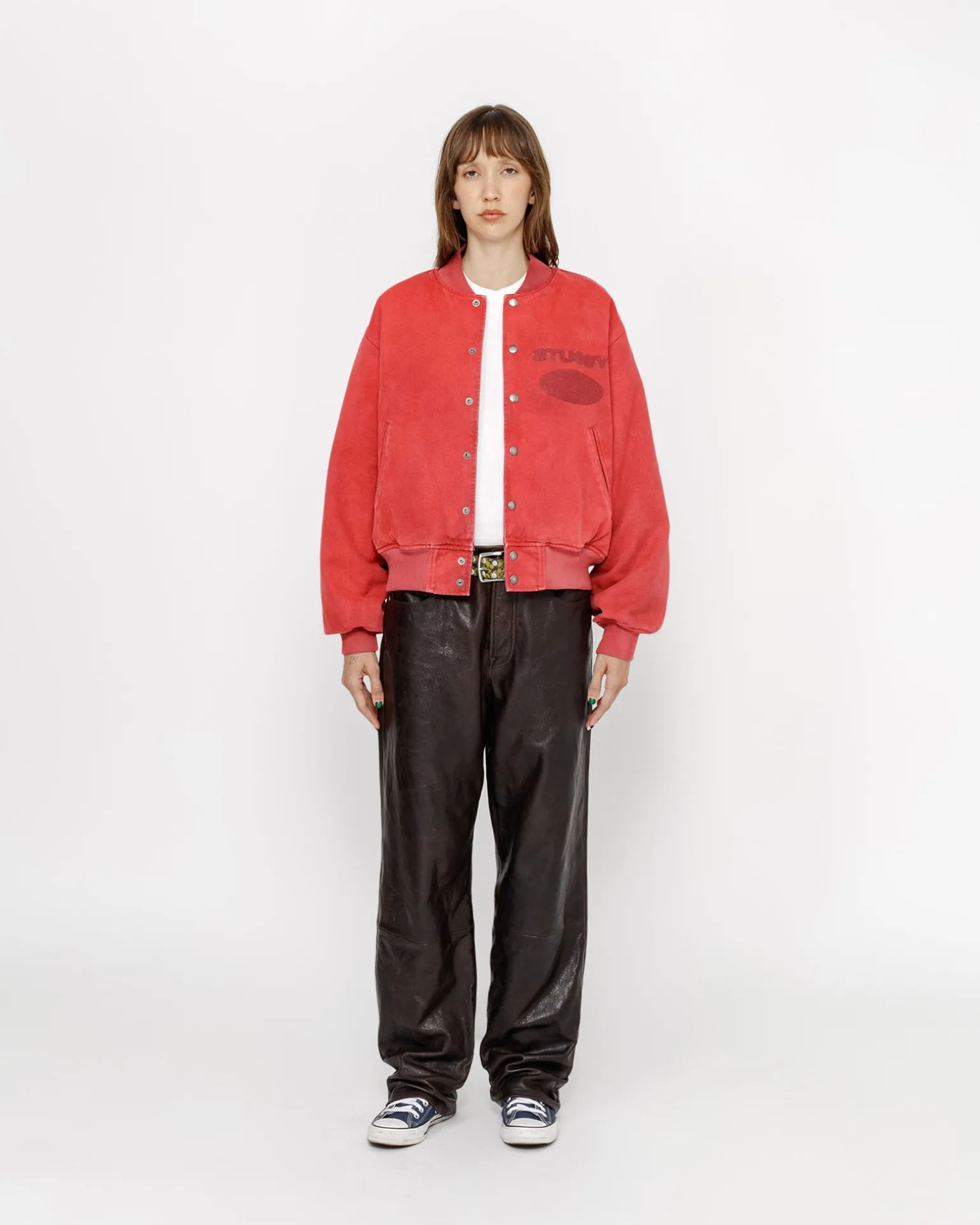 GHOST LOGO CANVAS VARSITY JACKE