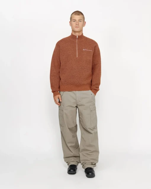 HALF ZIP MOCK NECK SWEATER