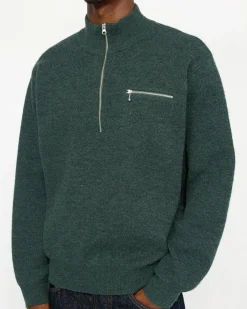 HALF ZIP MOCK NECK SWEATER