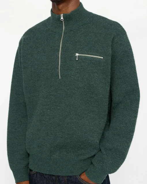 HALF ZIP MOCK NECK SWEATER
