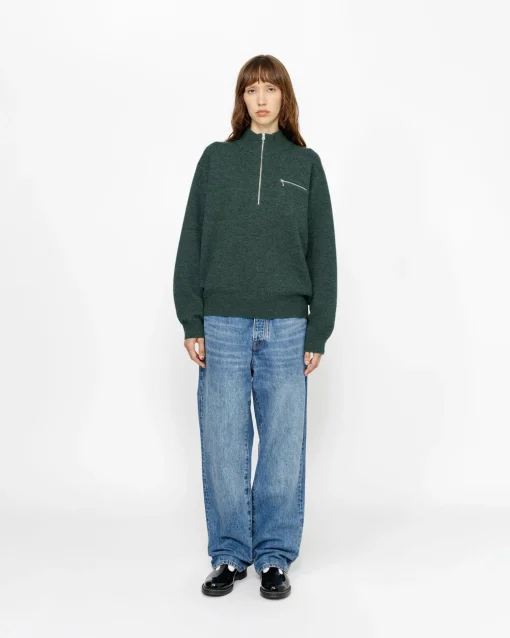 HALF ZIP MOCK NECK SWEATER