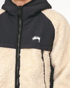 SHERPA PANELED HOODED JACKET