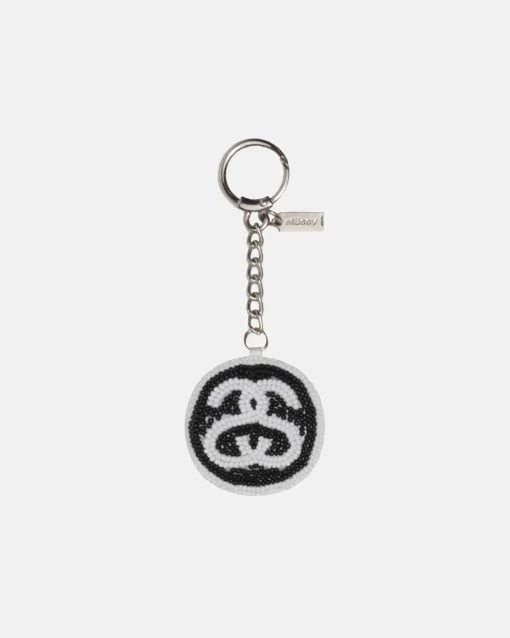 SS LINK BEADED BALL KEYCHAIN
