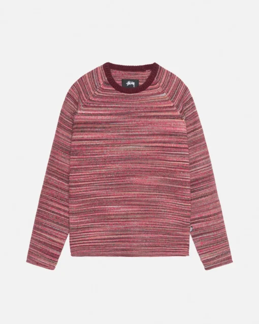 TEXTURED KNIT CONTRAST COLLAR CREW