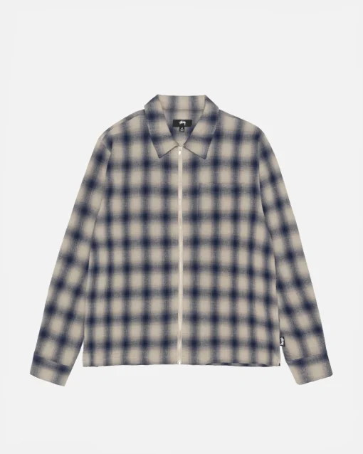 ZIP SHIRT TWISTED YARN PLAID