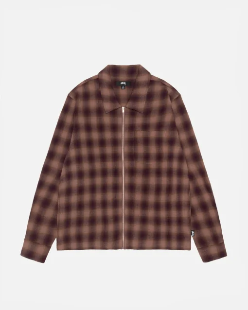 ZIP SHIRT TWISTED YARN PLAID