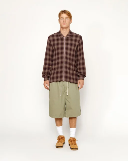 ZIP SHIRT TWISTED YARN PLAID