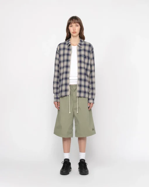 ZIP SHIRT TWISTED YARN PLAID