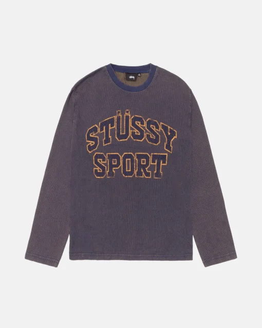 Zweifarbiges Baumwollmesh Crewneck